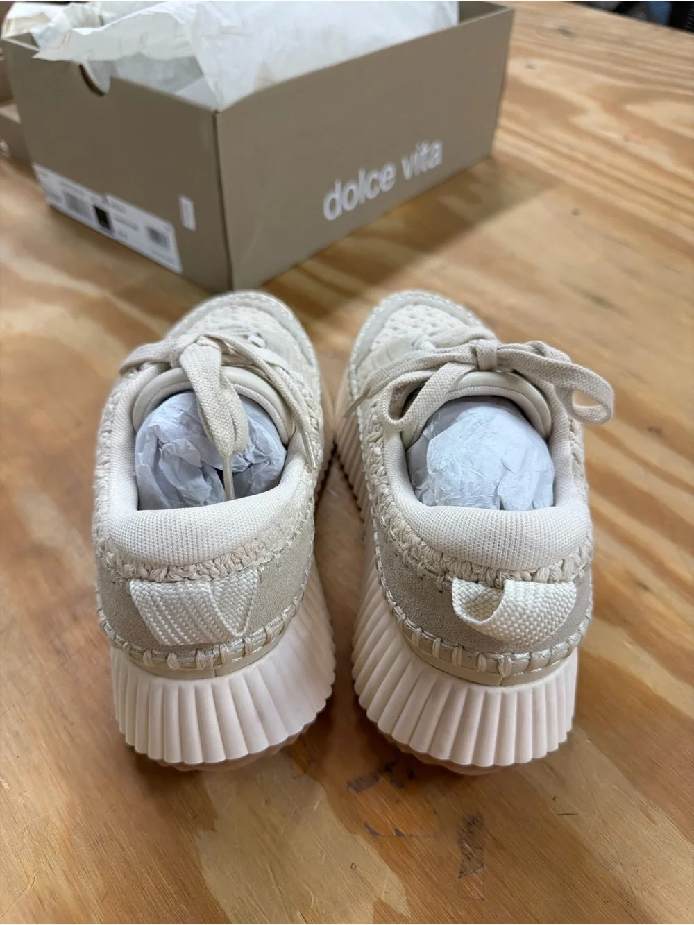 Dolce Vita Cream Knit Platform Sneaker